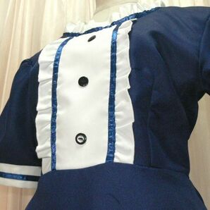 5-30☆大きいサイズ*紺色＆ホワイト*ロリィタ系メイド服/XXL/W41.B49☆の画像6