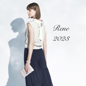 ルネ Rene【2023年5月DM掲載】ブラウス 定価 42.900円 リボン パール 白 ホワイト シアー