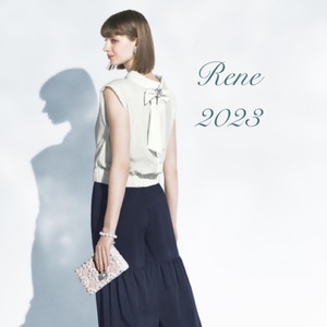 ルネ Rene【2023年5月DM掲載】ブラウス 定価 42.900円 リボン パール 白 ホワイト シアー