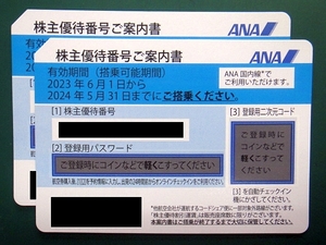【株主優待券】ANA 2024年5月31日まで 2枚セット ナビでのパスワード通知可 数量2