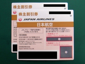 【株主割引券】日本航空 JAL 2024年11月30日まで 2枚セット ナビでの発券用コード通知可能
