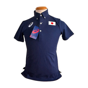 【新品・未使用】日本代表公式ポロシャツ Sサイズ アシックス ASICS ピーコート ネイビー 2171A003