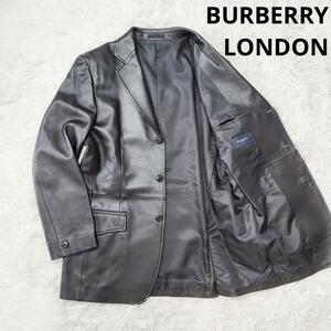 1 jpy [ beautiful goods *.... finest quality ] Burberry London Ram leather jacket L Logo stamp button men's black BURBERRY LONDON tailored sheep leather 