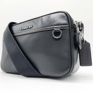 1 иен [ прекрасный товар ] Coach Graham сумка на плечо наклонный .. возможно двойной Zip мужской женский камера сумка сумка C4148 кожа натуральная кожа чёрный 