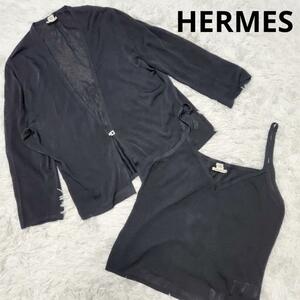 [ редкий * прекрасный товар ] Hermes ансамбль кардиган + Cami Gaultier период LA чёрный 