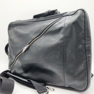 1 jpy [3WAY] luggage lable briefcase & rucksack Yoshida bag men's original leather black LUGGAGE LABEL bag diagonal .. business bag leather commuting 