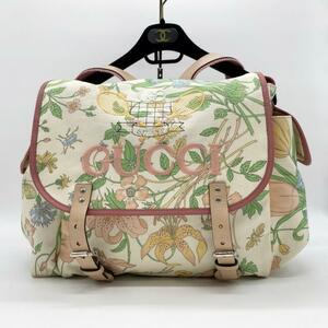 [ очень редкий * превосходный товар ] Gucci рюкзак парусина вышивка GG Logo теннис флора цветочный принт GUCCI рюкзак сумка Inter locking 