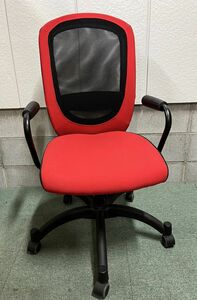 IKEA イケア VILGOT ワークチェア 肘置き付 オフィスチェア 事務椅子 パソコンチェア キャスター 回転 赤 直接引取（東大阪）・配達歓迎