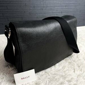 入手困難/1円 ●BALLY バリー メンズ ビジネス メッセンジャーバッグ ショルダーバッグ レザー 本革 ロゴ型押し 斜め掛け可能 ブラック