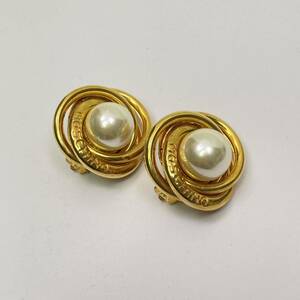  rare MOSCHINO earrings Gold color fake pearl E19-93
