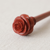 再制作　夏準備ＳＡＬＥ　木彫ウッドカービング　装い かんざし　簪　 髪飾り 薔薇　Q11_画像3