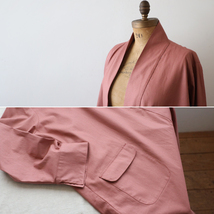 初夏ＳＡＬＥ　ギマ擬麻コットン　ローブ襟　ロング　コート　カーディガン　羽織り　ゆったり　蓋ポケット ピンク ジャケット　B50A_画像3