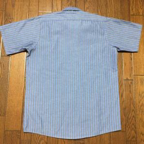 コカ・コーラ 刺繍 レッドキャップ REDKAP 半袖 ストライプ ワークシャツ M 濃いグレー ブルー 企業物 検索 スケボー スケーター バイカーの画像3