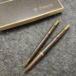 PE2116□2本セット PARKER パーカー 万年筆 ノック式ボールペン 50 ファルコン 首軸一体型ニブ マットブラウン 箱付き