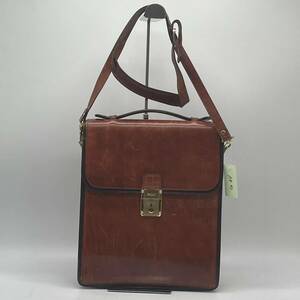 ⑧BN40● BALLY バリー レザー ロック式 縦型 2WAY ビジネスハンドバッグ ショルダーバッグ ブラウン