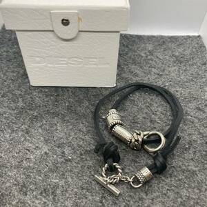 KO30*DIESEL diesel leather code necklace Logo parts box attaching condition excellent 