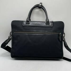 ⑧BN362● COACH コーチ 70892 ナイロン×レザー 2WAY クロスボディ ビジネスバッグ ブリーフケース 斜め掛け メンズ ブラック系