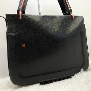 1円 【美品】 BALLY バリー トートバッグ ワンショルダー レザー ブラック ロゴ金具 肩掛け トレスポ ビジネス 本革 メンズ ブラック