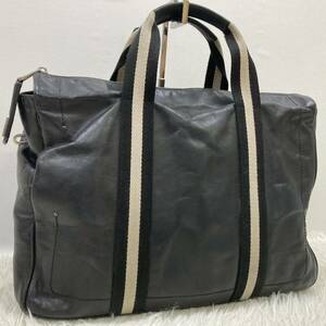 1 иен [ супер популярный ] BALLY Bally большая сумка бизнес A4 место хранения черный мужской кожа ходить на работу работа сумка серебряный металлические принадлежности to дождь spo ting