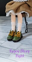 blythe outfit ＊ Enjoy Story Fight ＊ ネオブライス　ピュアニーモs　　本革靴＊イエロー花飾りドール靴_画像1