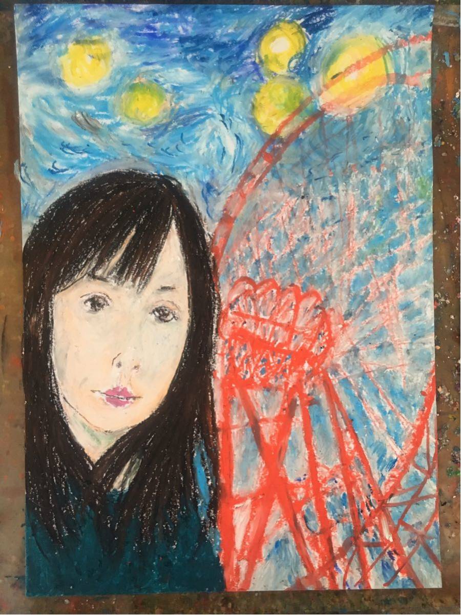 Художник Hiro C Original Ferris Wheel Dream, произведение искусства, Рисование, Рисунок пастелью, Рисунок карандашом