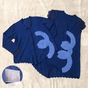  rare * beautiful goods TOKUKO 1er VOLtokko pull mi Evo ru ensemble knitted cardigan tunic navy series 9 number race thin 