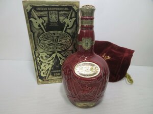 ロイヤルサルート 21年 赤 陶器 ROYAL SALUTE 1000ml/1749g 43% スコッチウイスキー 未開栓 古酒 箱,巾着袋付き/B36868