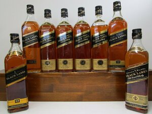 8本セット ジョニーウォーカ― ブラックラベル 黒キャップ 700,750ml Johnnie Walker スコッチ 未開栓 古酒 まとめて 1円スタート/5-14-12