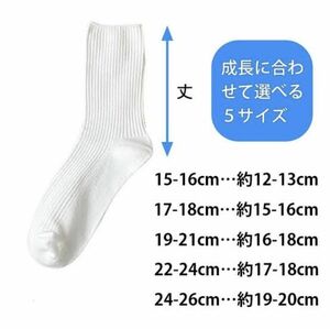 スクールソックス 靴下◯22-24cm○2足セット 白 リブ編み