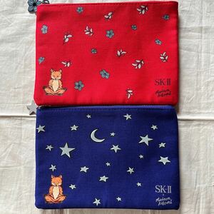 sk-Ⅱ×Maison Kitsune limited pouch red & blue (sk-Ⅱ× mezzo n fox limited pouch )