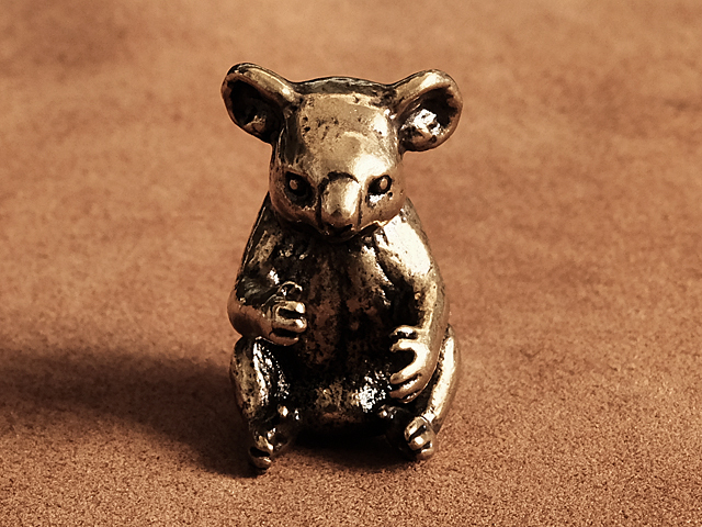 Messing Ornament (Koala) Wolf Bär Australien Objekt Figur Tier Messing Figur Vintage Gold Innenausstattung, Verschiedene Waren, Schlüsselbund, Handgefertigt