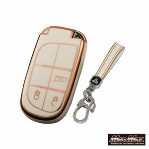  Jeep exclusive use Gold line TYPE B 3 button type TPU soft smart key case white / Cherokee renegade [ mail service postage 200 jpy ]
