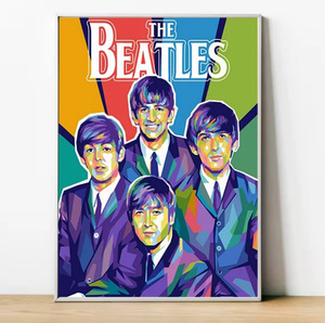  C3345 ビートルズ The Beatles ジョン・レノン ポール・マッカートニー キャンバスアートポスター 50×75cm イラスト 海外製 枠なし 