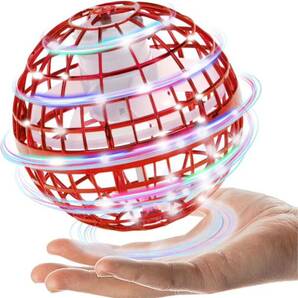 フライングライトボール 飛行ボール ジャイロ UFO ドローンおもちゃ 360°回転 LED付き 子供のプレゼント (赤)