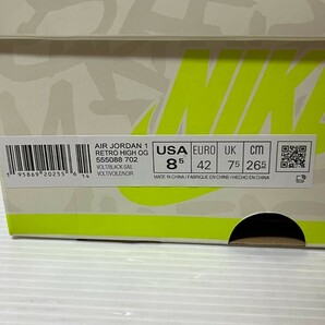 美品 国内正規 Nike Air Jordan 1 High OG Volt/Visionaire ナイキ エアジョーダン1 ハイ OG ボルト ヴィジョネア US8.5 26.5cm 55508-702の画像7