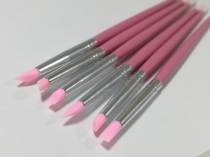 ネイルアート ツール シリコンブラシ ピンク6本セット シリコン筆 新品 極小