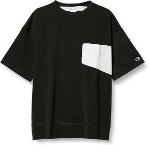 新品■チャンピオン ビッグシルエット 半袖 Tシャツ Mサイズ ブラック ポケット付き Cロゴプリント C3-P359 メンズ オーバーサイズ