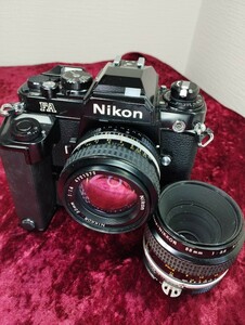 [ consigning goods ] Nikon FA black Ai NIKKOR 50mm 1.4 Micro-NIKKOR 55mm 3.5 lens 2 ps shutter torn did speed change equipped ream .OK Nikon film 