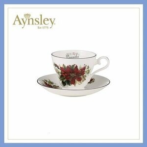 Aynsley エインズレイ　イギリス　誕生月カップ　カップ＆ソーサー　洋食器　茶器　花柄　お祝い　プレゼント　12月