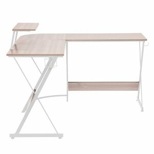 [ wood gray tabletop + white legs ] computer desk L character desk PC desk ge-ming desk writing desk simple stylish shelves attaching side hook attaching do