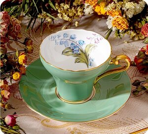 Aynsley エインズレイ　イギリス　ティーカップ　カップ＆ソーサー　洋食器　茶器　お祝い　プレゼント　グリーン