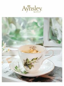 Aynsley エインズレイ　イギリス　誕生月カップ　カップ＆ソーサー　洋食器　茶器　花柄　お祝い　プレゼント　5月