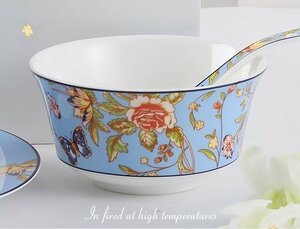 Aynsley エインズレイ　イギリス　和食器　お椀　ラーメン碗　花柄　ブルー　お祝い　プレゼント　