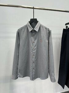 ブルネロクチネリ　BRUNELLO CUCINELLI メンズ　シャツ　ビジネス　長袖　刺繍ロゴ　M-XXL　サイズ選択可能　グレー　4002