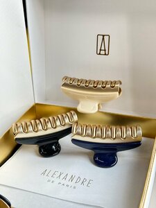 ALEXANDRE DE PARIS　バンスクリップ　ヘアクリップ　7.5cm　通勤　プレゼント　ギフト　箱付き　ホワイト　3615　　