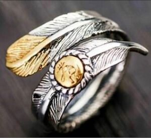 フェザー リング 指輪 インディアン羽根 シルバー サイズ調整可能 男女兼用リング フェザー 指輪 羽根 指輪 フェザー