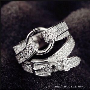 【 フリーサイズ 】 ベルト バックル モチーフ★ シルバー リング ! 指輪 リング