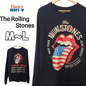 The Rolling Stones ローリングストーンズ ロンT バンT ツアーTシャツ Hanes ブラック 両面プリント 