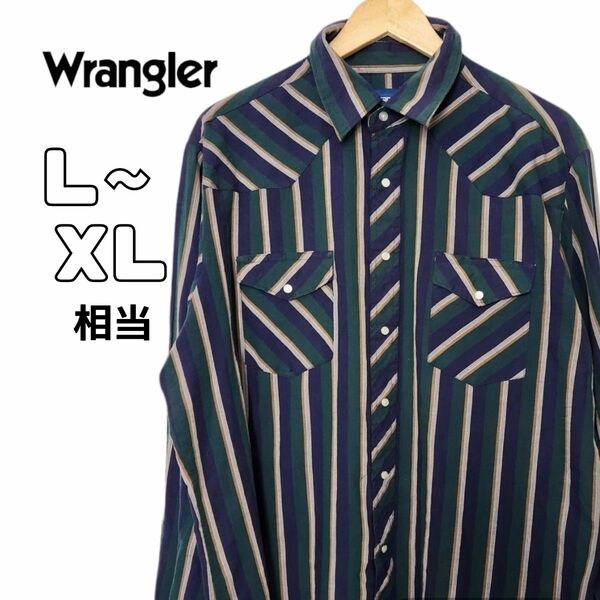 Wrangler ラングラー 長袖シャツ ストライプ 古着 マルチカラー L~XL 
