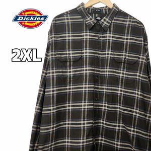 Dickies ディッキーズ 長袖シャツ チェック アメカジ 古着 ネルシャツ チェックシャツ 起毛 シャツ 2XL